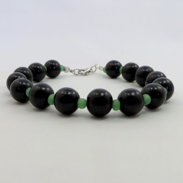 Wood & Glass (Black 8") - Bracelet - Weezie World